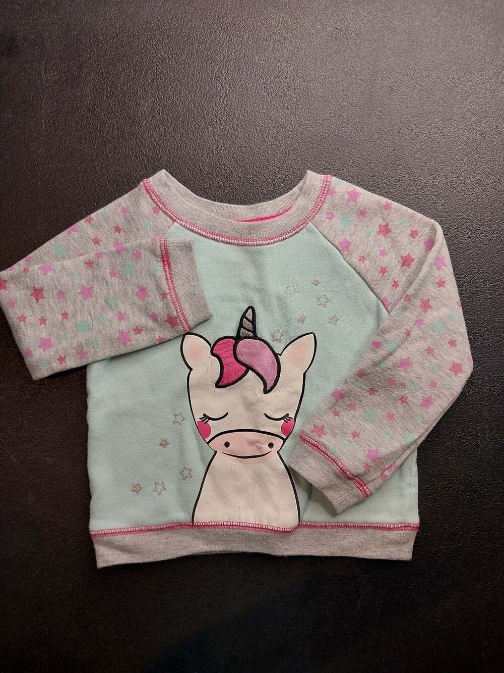 Epic Threads Girls Long Sleeve Unicorn Graphic Pullover Sweatshirt Gray Mint Sta